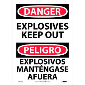 National Marker Company ESD436PB Bilingual Vinyl Sign - Danger Explosives Keep Out image.