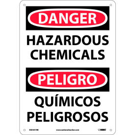 National Marker Company ESD441RB Bilingual Plastic Sign - Danger Hazardous Chemicals image.