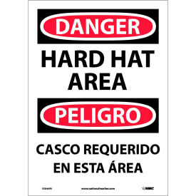 National Marker Company ESD46PB NMC™ Bilingual Vinyl Sign, Danger Hard Hat Area, 10"W x 14"H image.