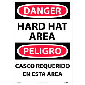 Bilingual Vinyl Sign - Danger Hard Hat Area
