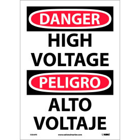 National Marker Company ESD49PB NMC™ Bilingual Vinyl Sign, Danger High Voltage, 10"W x 14"H image.