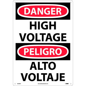 National Marker Company ESD49RC NMC™ Bilingual Plastic Sign, Danger High Voltage, 14"W x 20"H image.