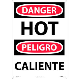 National Marker Company ESD51RC NMC™ Bilingual Plastic Sign, Danger Hot, 14"W x 20"H image.