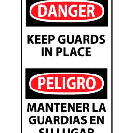 National Marker Company ESD566AP Bilingual Machine Labels - Danger Keep Guards In Place image.