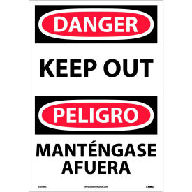 National Marker Company ESD59PC NMC™ Bilingual Vinyl Sign, Danger Keep Out, 14"W x 20"H image.