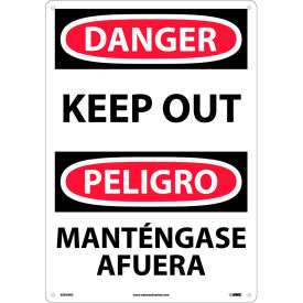 National Marker Company ESD59RC NMC™ Bilingual Plastic Sign, Danger Keep Out, 14"W x 20"H image.