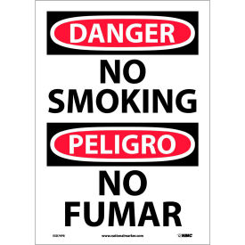 National Marker Company ESD79PB NMC™ Bilingual Vinyl Sign, Round Corner, Danger No Smoking, 10"W x 14"H image.