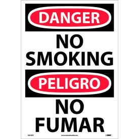 National Marker Company ESD79PC NMC™ Bilingual Vinyl Sign, Round Corner, Danger No Smoking, 14"W x 20"H image.