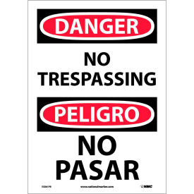 National Marker Company ESD81PB NMC™ Bilingual Vinyl Sign, Danger No Trespassing, 10"W x 14"H image.