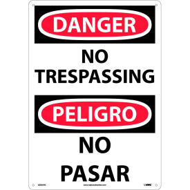 National Marker Company ESD81RC NMC™ Bilingual Plastic Sign, Danger No Trespassing, 14"W x 20"H image.