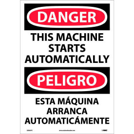 Bilingual Vinyl Sign - Danger This Machine Starts Automatically