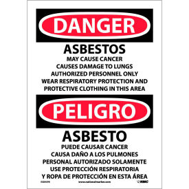 National Marker Company ESD95PB NMC™ Bilingual Vinyl Sign, Danger Asbestos Cancer And Lung Disease Hazard, 10"W x 14"H image.