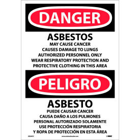 National Marker Company ESD95PC NMC™ Bilingual Vinyl Sign, Danger Asbestos Cancer And Lung Disease Hazard, 14"W x 20"H image.