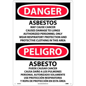 National Marker Company ESD95RC NMC™ Bilingual Plastic Sign, Danger Asbestos Cancer And Lung Disease Hazard, 14"W x 20"H image.