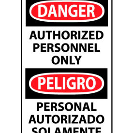 National Marker Company ESD9AP Bilingual Machine Labels - Danger Authorized Personnel Only image.