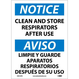 Bilingual Vinyl Sign - Notice Clean And Store Respirators After Use