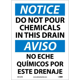 National Marker Company ESN130PB Bilingual Vinyl Sign - Notice Do Not Pour Chemicals In This Drain image.