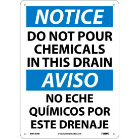 National Marker Company ESN130RB Bilingual Plastic Sign - Notice Do Not Pour Chemicals In This Drain image.