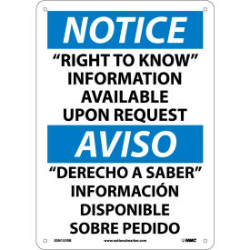 National Marker Company ESN153RB Bilingual Plastic Sign - Notice "Right To Know" Information Available Request image.