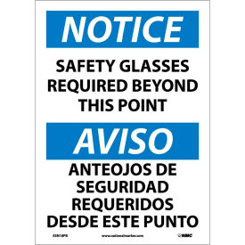 National Marker Company ESN18PB Bilingual Vinyl Sign - Notice Safety Glasses Required Beyond This Point image.