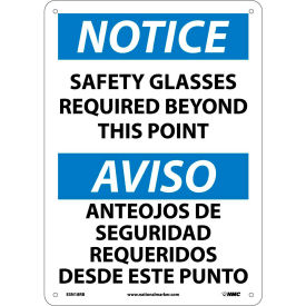 National Marker Company ESN18RB Bilingual Plastic Sign - Notice Safety Glasses Required Beyond This Point image.