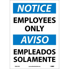 National Marker Company ESN215PB NMC™ Bilingual Vinyl Sign, Notice Employees Only, 10"W x 14"H image.