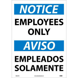 National Marker Company ESN215PC NMC™ Bilingual Vinyl Sign, Notice Employees Only, 14"W x 20"H image.