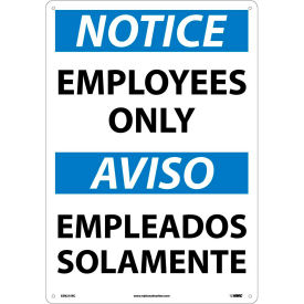 National Marker Company ESN215RC NMC™ Bilingual Plastic Sign, Notice Employees Only, 14"W x 20"H image.