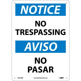 National Marker Company ESN218RB NMC™ Bilingual Plastic Sign, Notice No Trespassing, 10"W x 14"H image.