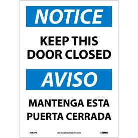 National Marker Company ESN2PB NMC™ Bilingual Vinyl Sign, Notice Keep This Door Closed, 10"W x 14"H image.