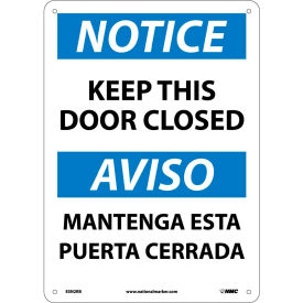 National Marker Company ESN2RB NMC™ Bilingual Plastic Sign, Notice Keep This Door Closed, 10"W x 14"H image.