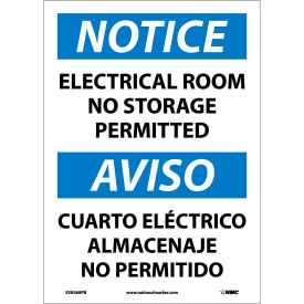 National Marker Company ESN368PB Bilingual Vinyl Sign - Notice Electrical Room No Storage Permitted image.