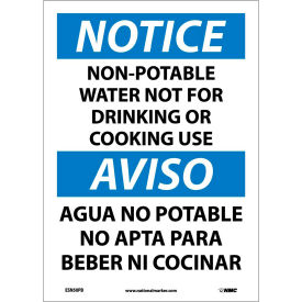 National Marker Company ESN50PB Bilingual Vinyl Sign - Notice Non-Potable Water Not For Drinking Use image.