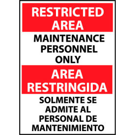 National Marker Company ESRA15RB Restricted Area Plastic - Bilingual - Maintenance Personnel Only image.