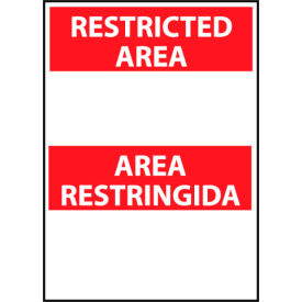 National Marker Company ESRA1AB Restricted Area Aluminum - Bilingual - Area Restringida Blank with Header Only image.