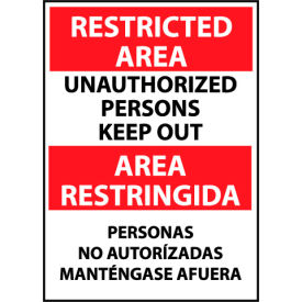 National Marker Company ESRA29AB Restricted Area Aluminum - Bilingual - Unauthorized Persons Keep Out image.