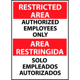 National Marker Company ESRA4AB Restricted Area Aluminum - Bilingual - Authorized Employees Only image.