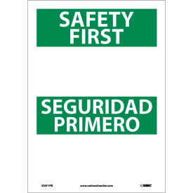 National Marker Company ESSF1PB Bilingual Vinyl Sign - Safety First Blank image.