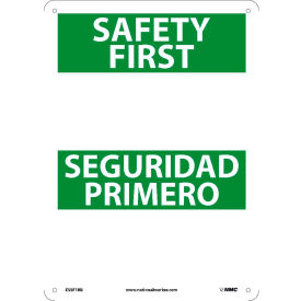 National Marker Company ESSF1RB Bilingual Plastic Sign - Safety First Blank image.