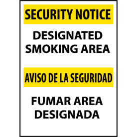 National Marker Company ESSN102RB Security Notice Plastic - Designated Smoking Area image.