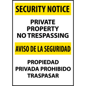 Security Notice Aluminum - Private Property No Trespassing Bilingual