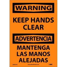 National Marker Company ESW501PB Bilingual Vinyl Sign - Warning Keep Hands Clear image.