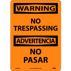 National Marker Company ESW81RB Bilingual Plastic Sign - Warning No Trespassing image.