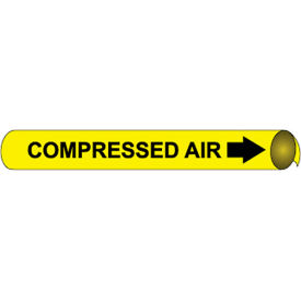 National Marker Company F4023 NMC™ Precoiled & Strap-On Pipe Marker, Compressed Air, Fits 6" - 8" Pipe Dia., Yellow image.