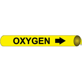 National Marker Company F4079 NMC™ Precoiled & Strap-On Pipe Marker, Oxygen, Fits 6" - 8" Pipe Dia., Yellow image.