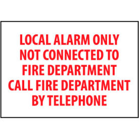 National Marker Company FALOP Fire Safety Sign - Local Alarm Only Not Connected To Fire Department - Vinyl image.