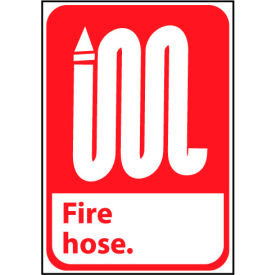 National Marker Company FGA1P NMC™ Fire Safety Vinyl Sign, Fire Hose, 7"W x 10"H, Gray image.