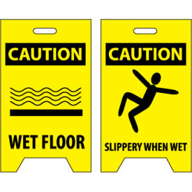 National Marker Company FS1 Floor Sign - Caution Wet Floor Caution Slippery When Wet image.