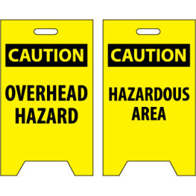 National Marker Company FS18 Floor Sign - Caution Overhead Hazard Caution Hazardous Area image.