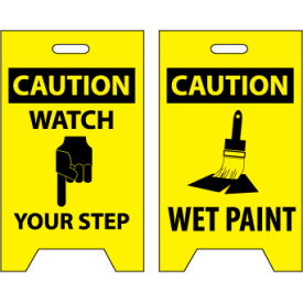 National Marker Company FS2 Floor Sign - Caution Watch Your Step Wet Paint image.